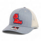 Ole Miss Rebels 3D Snapback Trucker Hat- Heather Grey/ Light Grey