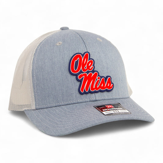 Ole Miss Rebels 3D Snapback Trucker Hat- Heather Grey/ Light Grey