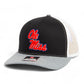 Ole Miss Rebels 3D Snapback Trucker Hat- Black/ White/ Heather Grey