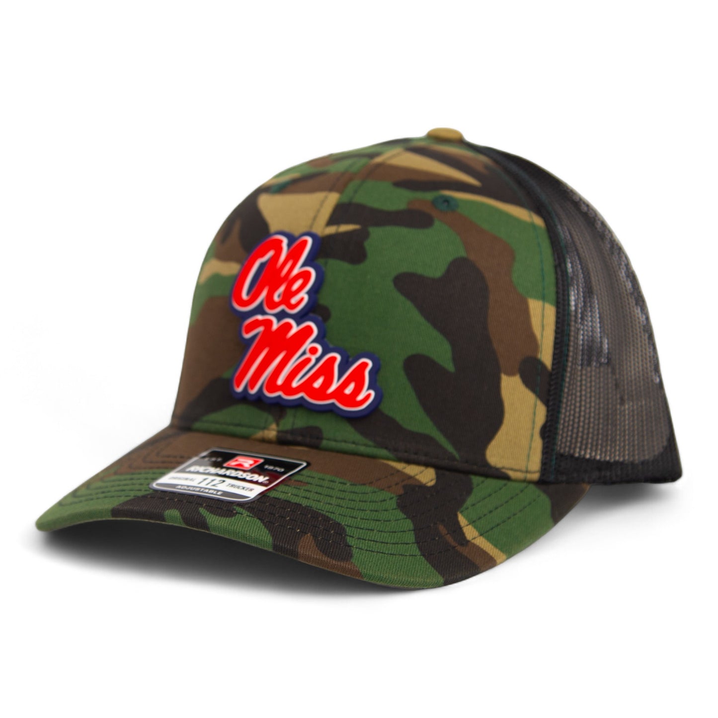 Ole Miss Rebels 3D Snapback Trucker Hat- Army Camo/ Black