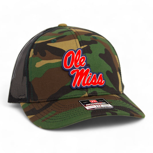 Ole Miss Rebels 3D Snapback Trucker Hat- Army Camo/ Black