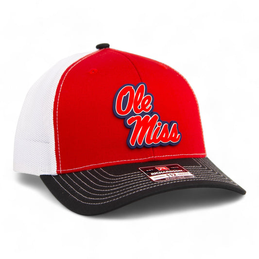 Ole Miss Rebels 3D Snapback Trucker Hat- Red/ White/ Black