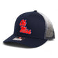 Ole Miss Rebels 3D Snapback Trucker Hat- Navy Fade