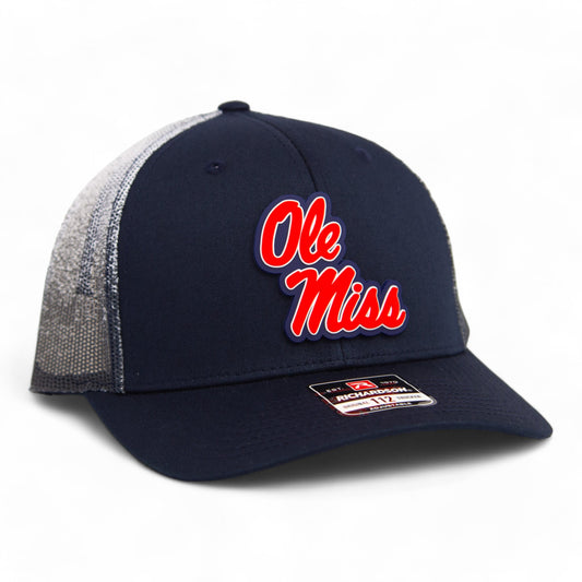 Ole Miss Rebels 3D Snapback Trucker Hat- Navy Fade