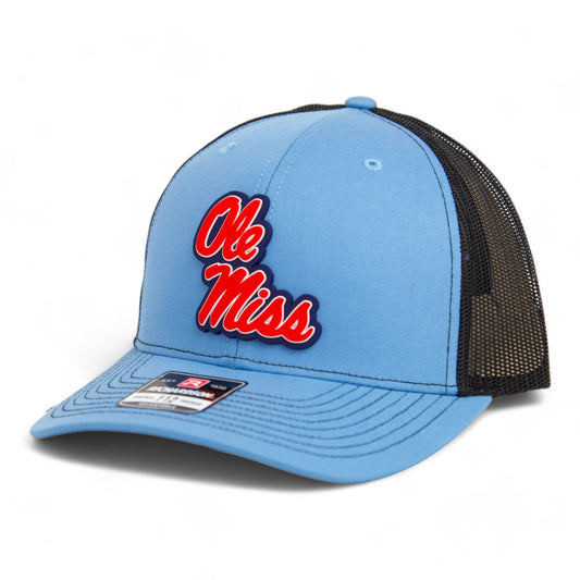 Ole Miss Rebels 3D Snapback Trucker Hat- Columbia Blue/ Black