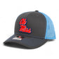 Ole Miss Rebels 3D Snapback Trucker Hat- Charcoal/ Columbia Blue