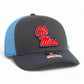 Ole Miss Rebels 3D Snapback Trucker Hat- Charcoal/ Columbia Blue