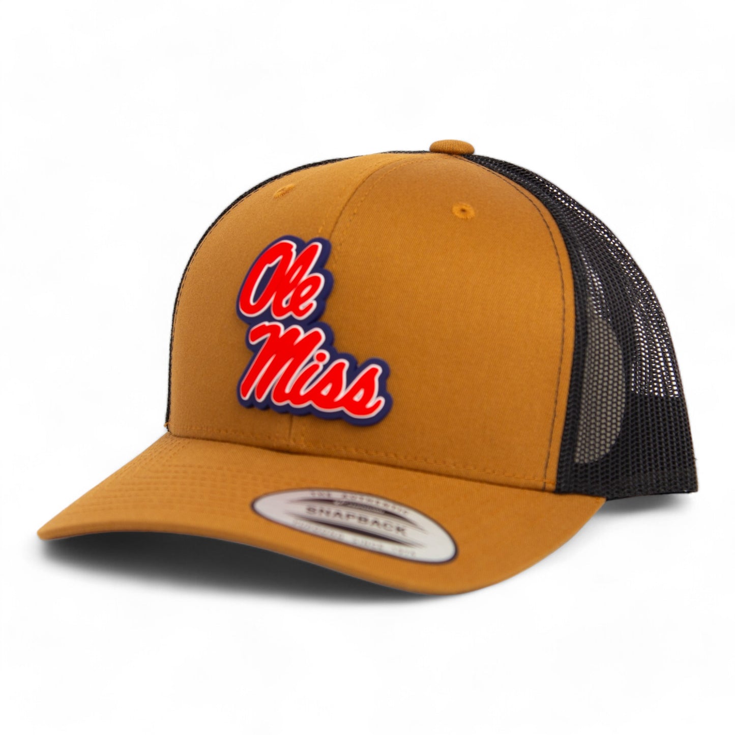 Ole Miss Rebels 3D YP Snapback Trucker Hat- Caramel/ Black