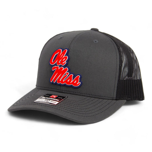 Ole Miss Rebels 3D Snapback Trucker Hat- Charcoal/ Black