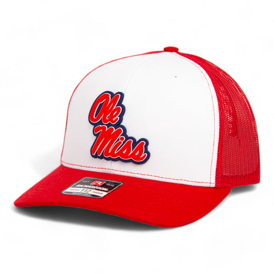 Ole Miss Rebels 3D Snapback Trucker Hat- White/ Red