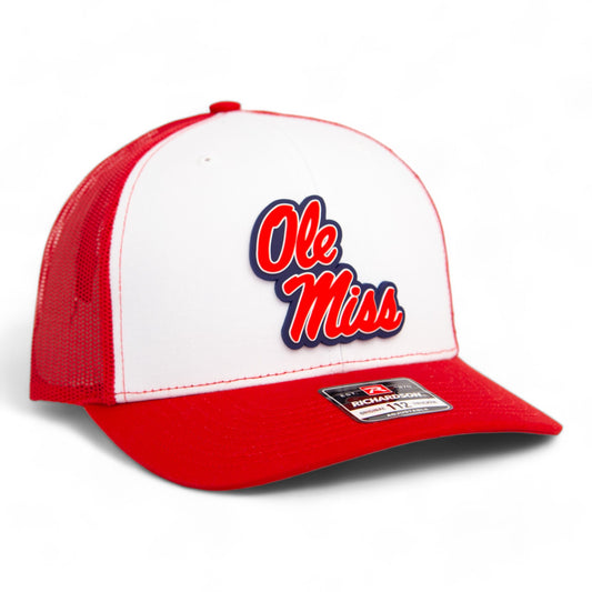 Ole Miss Rebels 3D Snapback Trucker Hat- White/ Red