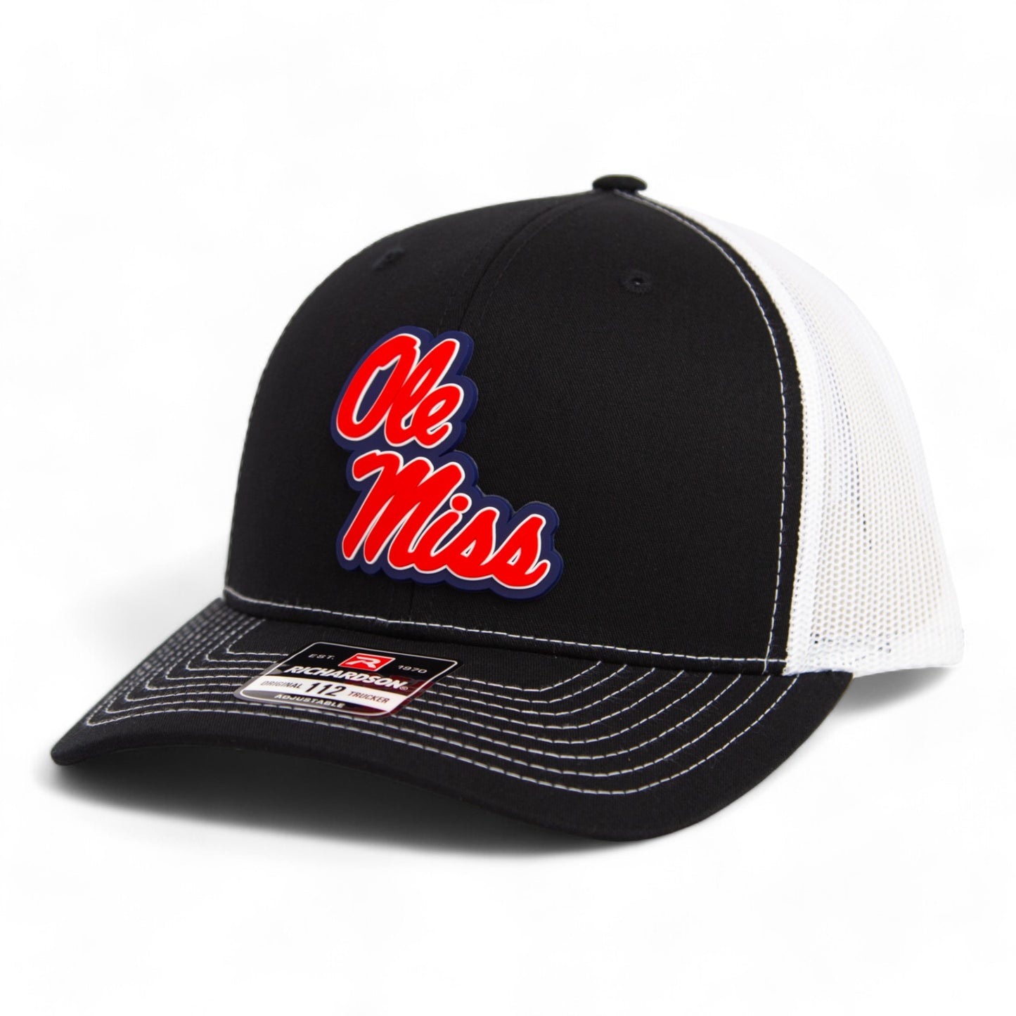 Ole Miss Rebels 3D Snapback Trucker Hat- Black/ White