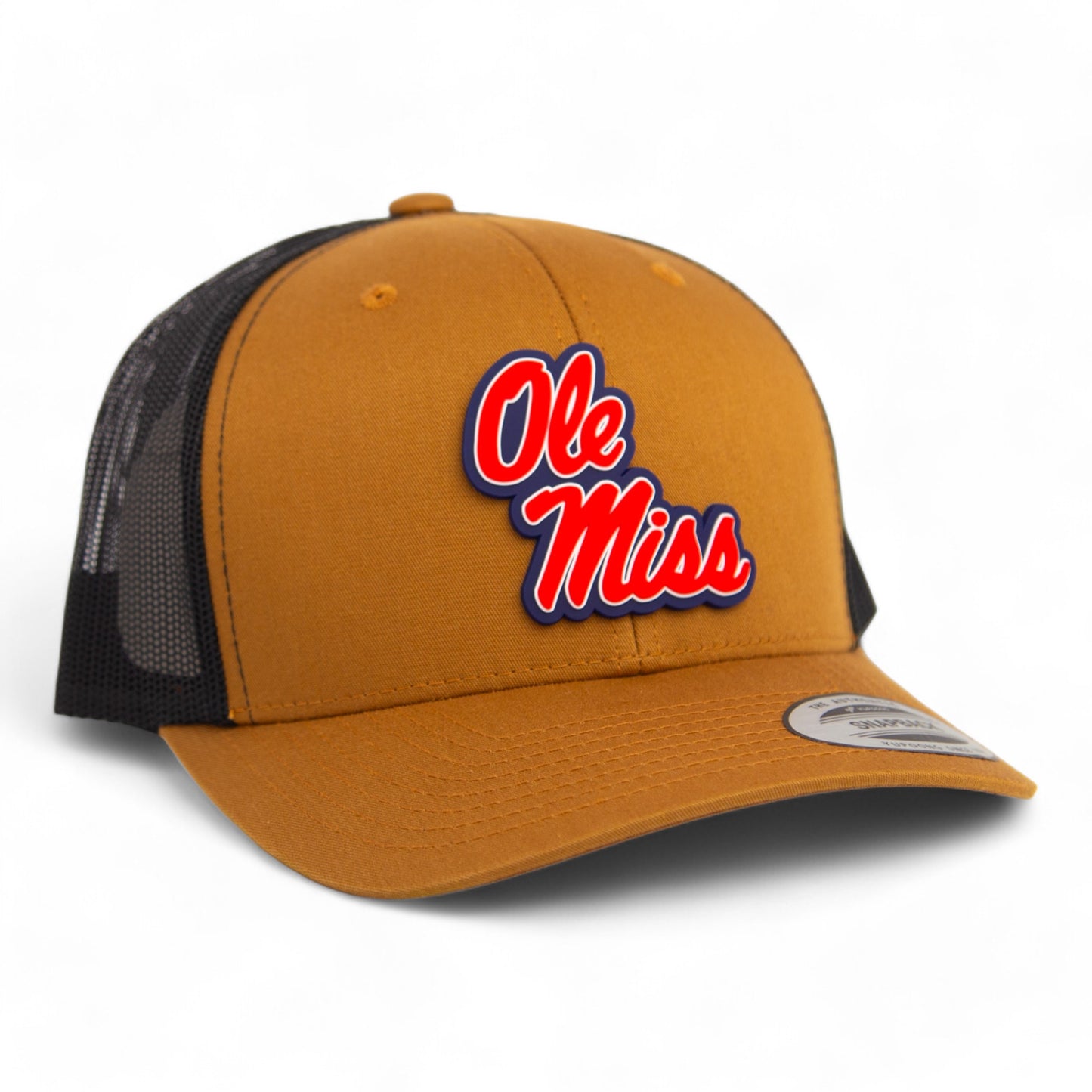 Ole Miss Rebels 3D YP Snapback Trucker Hat- Caramel/ Black