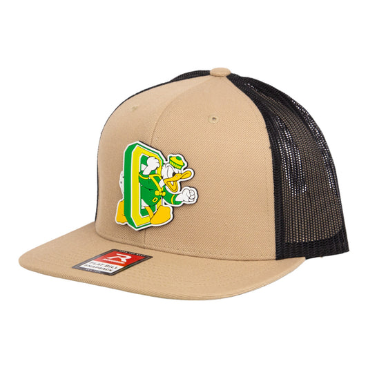 Oregon Ducks Retro 3D Wool Blend Flat Bill Hat- Tan/ Black