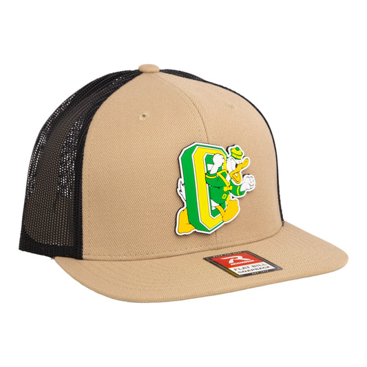 Oregon Ducks Retro 3D Wool Blend Flat Bill Hat- Tan/ Black