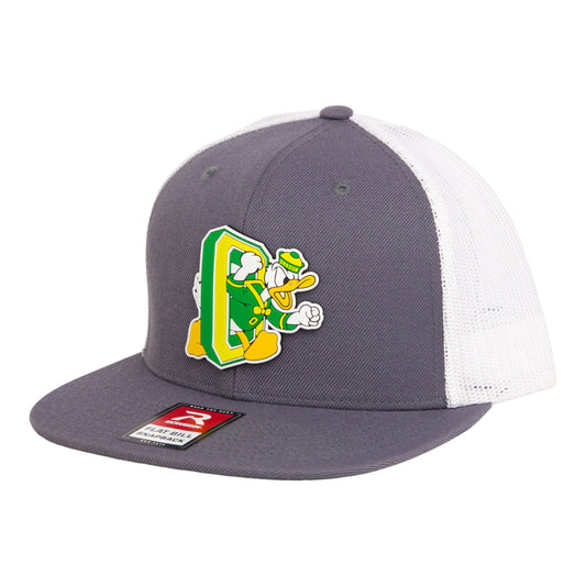 Oregon Ducks Retro 3D Wool Blend Flat Bill Hat- Charcoal/ White