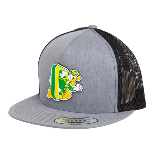 Oregon Ducks Retro 3D YP Snapback Flat Bill Trucker Hat- Heather Grey/ Black