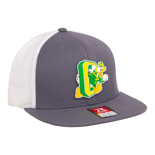 Oregon Ducks Retro 3D Wool Blend Flat Bill Hat- Charcoal/ White