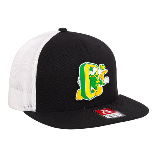 Oregon Ducks Retro 3D Wool Blend Flat Bill Hat- Black/ White