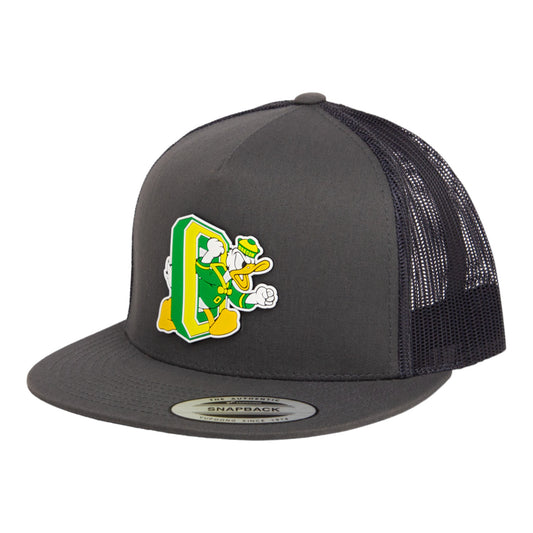 Oregon Ducks Retro 3D YP Snapback Flat Bill Trucker Hat- Charcoal/ Black