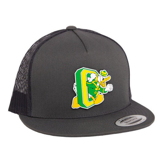 Oregon Ducks Retro 3D YP Snapback Flat Bill Trucker Hat- Charcoal/ Black