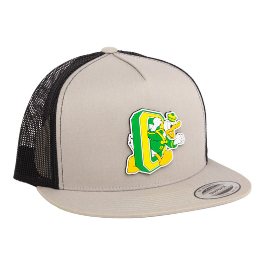 Oregon Ducks Retro 3D YP Snapback Flat Bill Trucker Hat- Silver/ Black