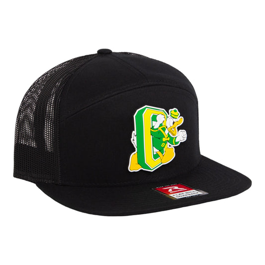 Oregon Ducks Retro 3D Snapback Seven-Panel Flat Bill Trucker Hat- Black