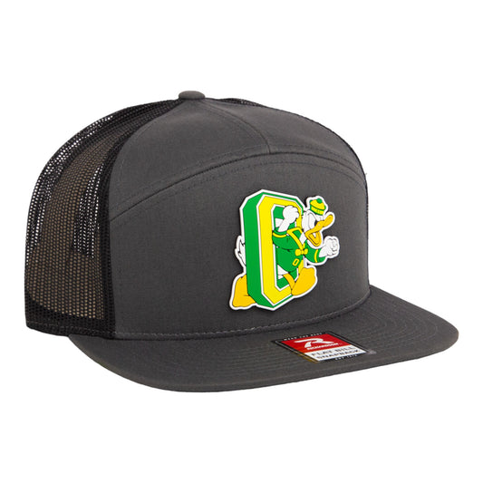 Oregon Ducks Retro 3D Snapback Seven-Panel Flat Bill Trucker Hat- Charcoal/ Black