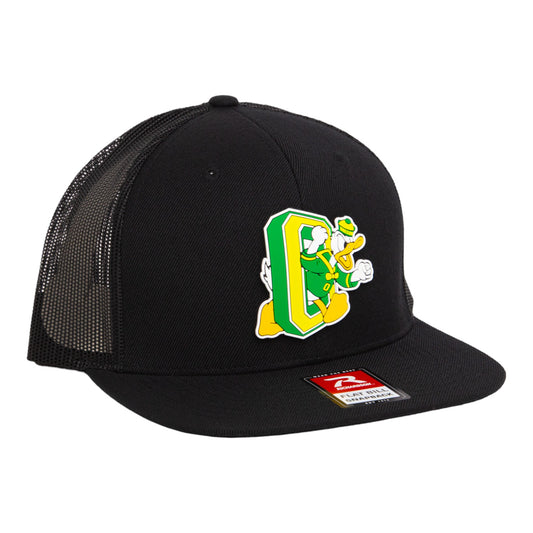 Oregon Ducks Retro 3D Wool Blend Flat Bill Hat- Black