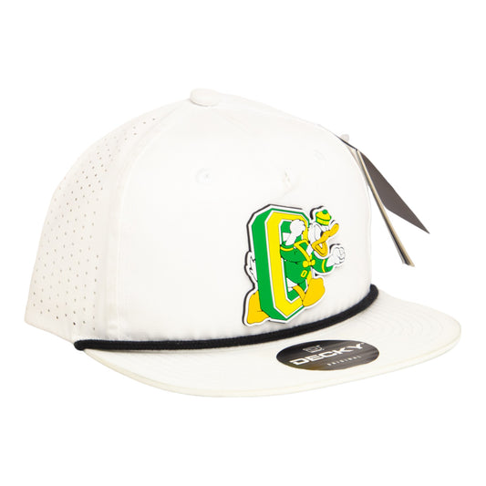 Oregon Ducks Retro 3D Perforated Rope Hat- White/ Black