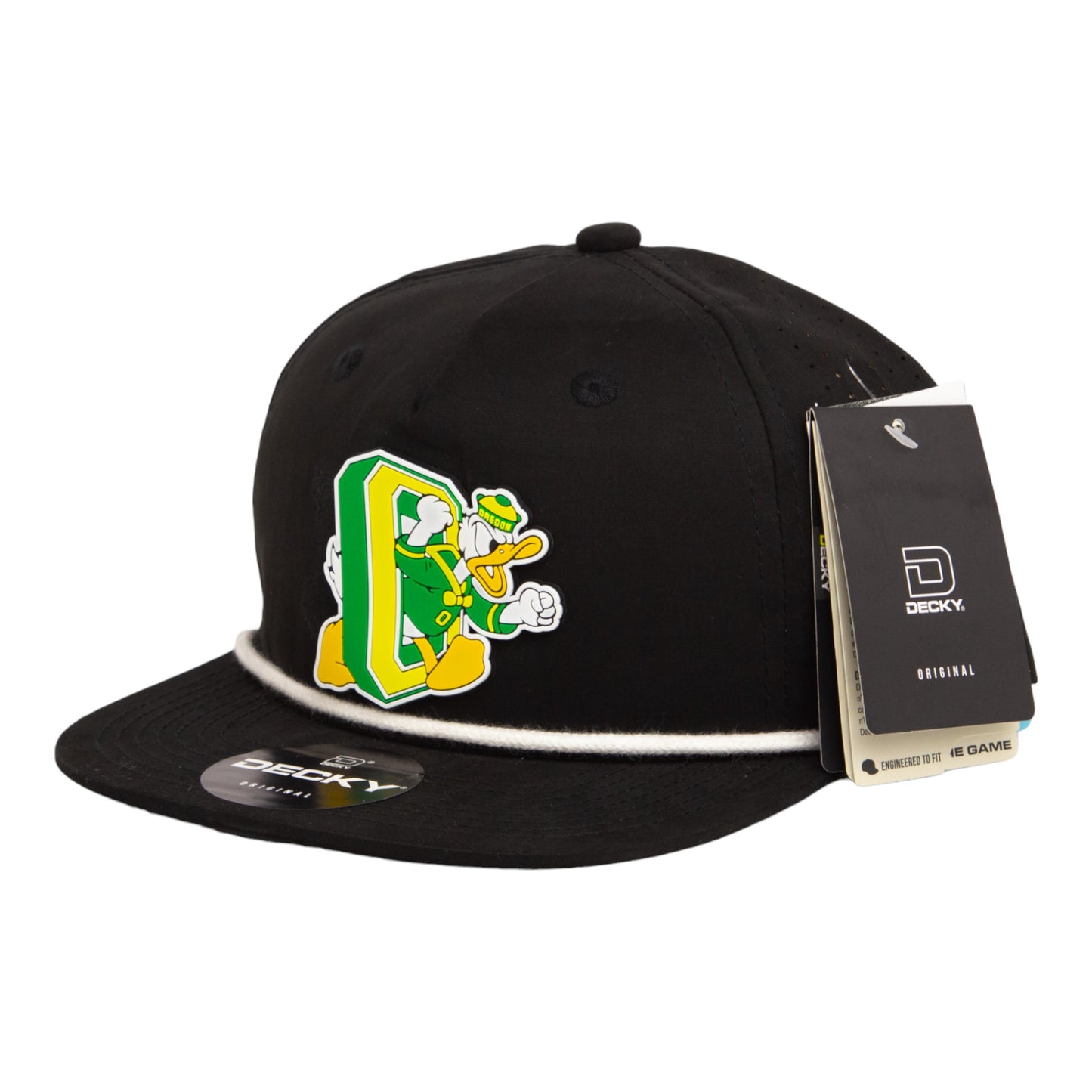 Oregon Ducks Retro 3D Perforated Rope Hat- Black/ White