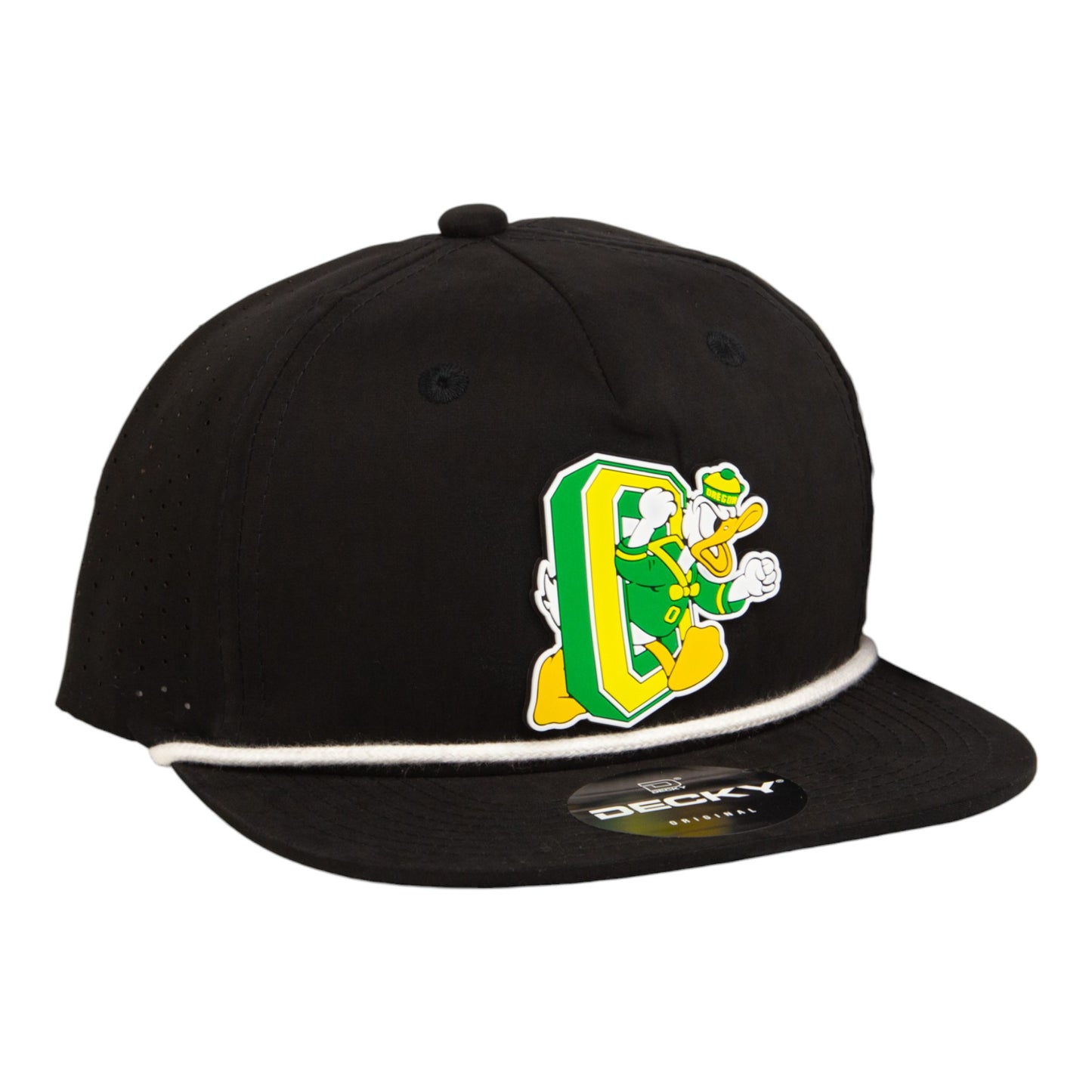 Oregon Ducks Retro 3D Perforated Rope Hat- Black/ White