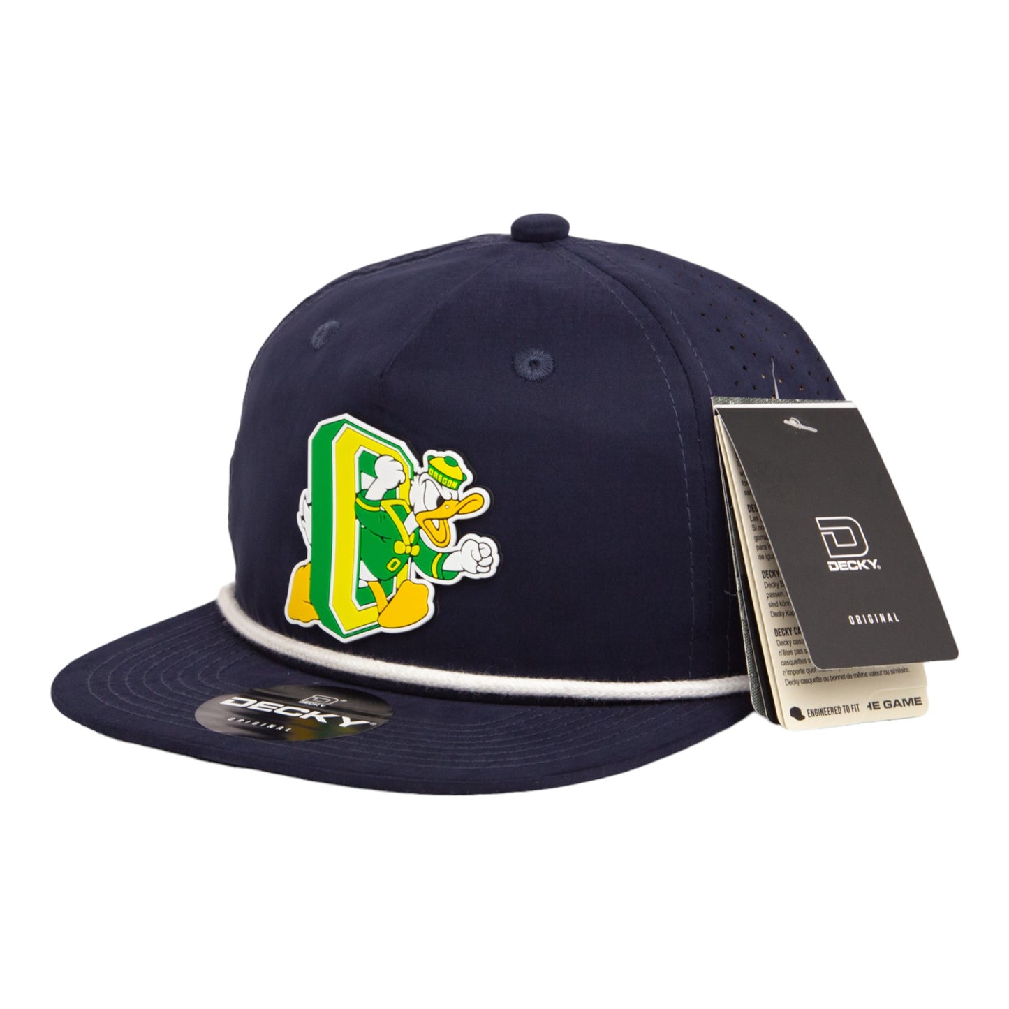 Oregon Ducks Retro 3D Perforated Rope Hat- Navy/ White