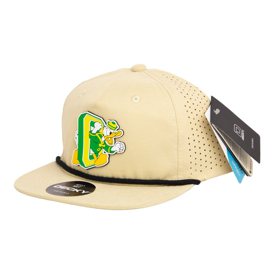 Oregon Ducks Retro 3D Perforated Rope Hat- Birch/ Black