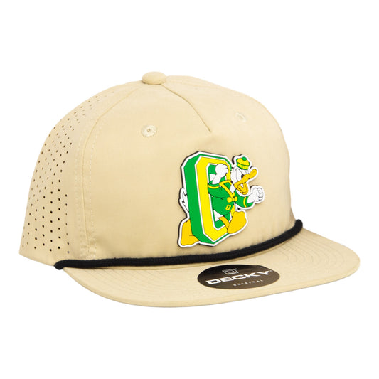 Oregon Ducks Retro 3D Perforated Rope Hat- Birch/ Black