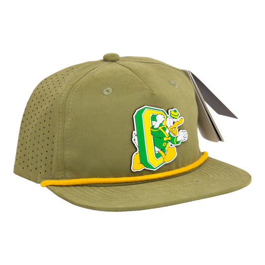 Oregon Ducks Retro 3D Perforated Rope Hat- Loden/ Amber