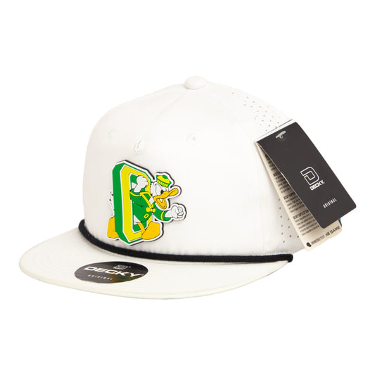 Oregon Ducks Retro 3D Perforated Rope Hat- White/ Black