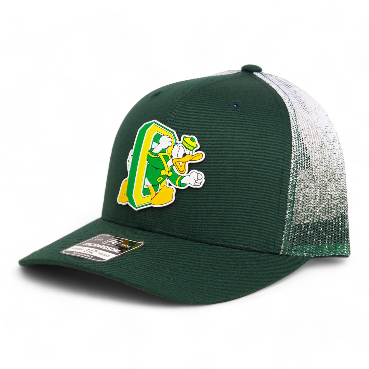 Oregon Ducks Retro 3D Snapback Trucker Hat- Dark Green Fade