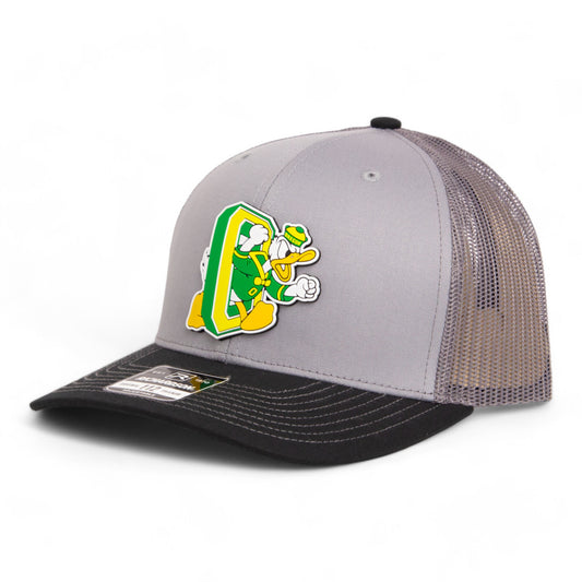 Oregon Ducks Retro 3D Snapback Trucker Hat- Grey/ Charcoal/ Black