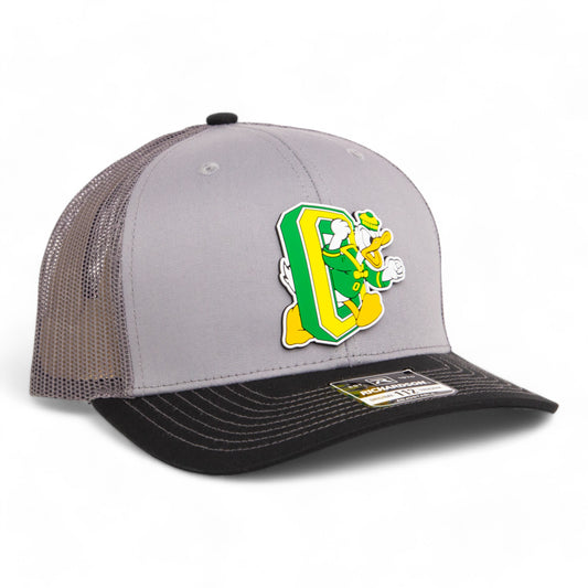 Oregon Ducks Retro 3D Snapback Trucker Hat- Grey/ Charcoal/ Black