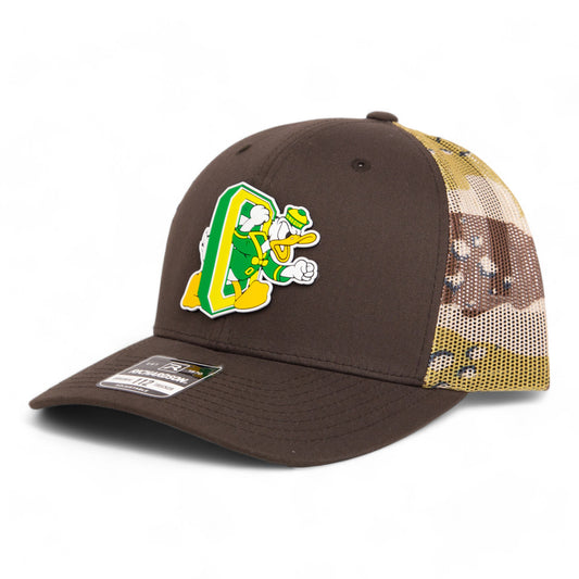 Oregon Ducks Retro 3D Snapback Trucker Hat- Brown/ Desert Camo