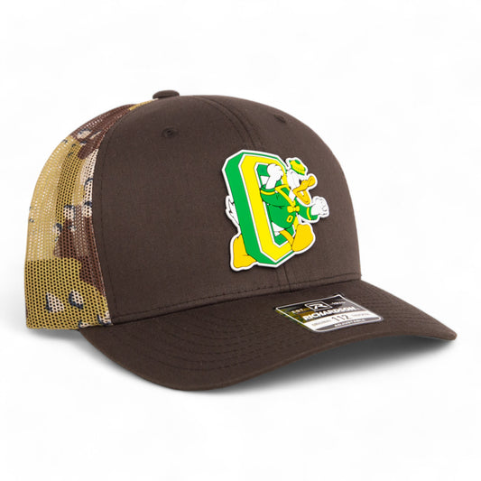 Oregon Ducks Retro 3D Snapback Trucker Hat- Brown/ Desert Camo