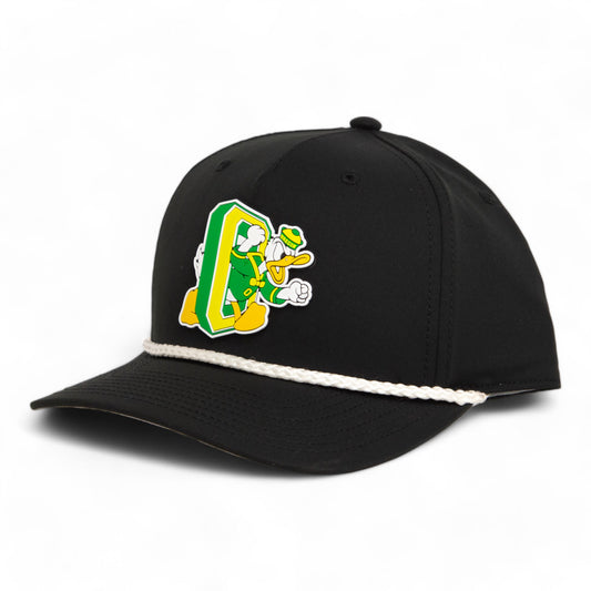 Oregon Ducks Retro 3D Five Panel Classic Rope Hat- Black/ White