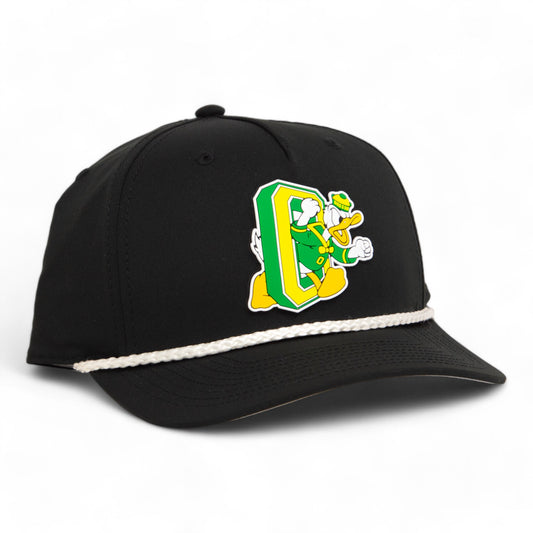 Oregon Ducks Retro 3D Five Panel Classic Rope Hat- Black/ White