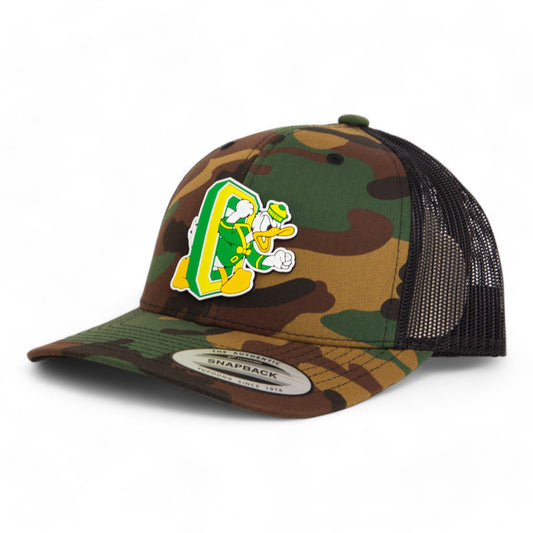 Oregon Ducks Retro 3D YP Snapback Trucker Hat- Army Camo/ Black