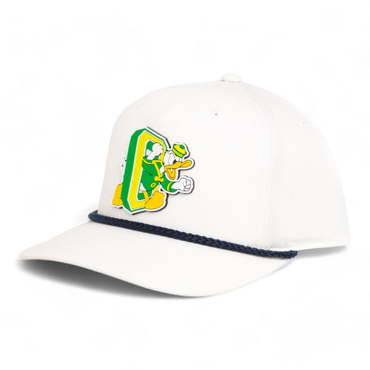 Oregon Ducks Retro 3D Five Panel Classic Rope Hat- White/ Navy