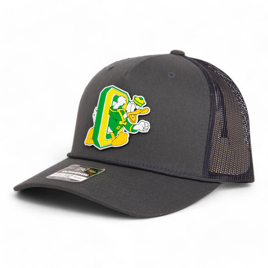 Oregon Ducks Retro 3D Snapback Trucker Rope Hat- Charcoal