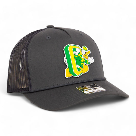 Oregon Ducks Retro 3D Snapback Trucker Rope Hat- Charcoal