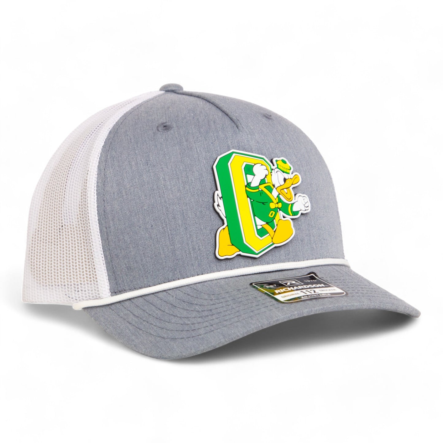 Oregon Ducks Retro 3D Snapback Trucker Rope Hat- Heather Grey/ White