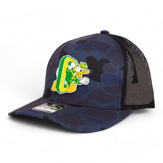 Oregon Ducks Retro 3D Snapback Trucker Hat- Admiral Duck Camo/ Black